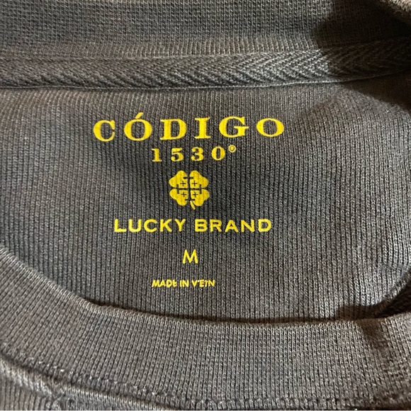 Lucky Brand Código 1530 Tequila Sweatshirt Sweater Pullover Black/Yellow Casual - Picture 2 of 8